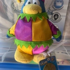 JAKKS 8" DISNEY CLUB PENGUIN COURT JESTER PENGUIN PLUSH SOFT TOY W TAGS New